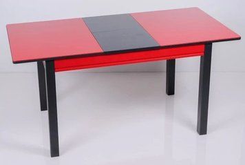 ➤Ціна 11 550 грн UAH Купити Стіл кухонний Омер-Нас 120х80(+40) стільниця glass колір червоний➤червоно-чорний ➤Стіл обідній➤Remrofib➤0139REM фото