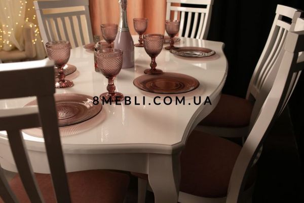 ➤Цена 30 336 грн UAH Купить Комплект стол Зикрам 160х92(+44) со стульями 6 шт спинка твердая ваниль ➤Бежевый ➤Обеденный стол и стулья➤okram➤3030okram фото
