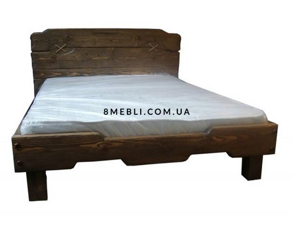 ➤Ціна 9 300 грн UAH Купити Ліжко дерев'яне двоспальне Левокуб 180х200 під старовину➤Темний горіх ➤Ліжко під старовину➤МЕКО➤0122МЕКО фото