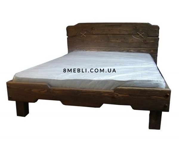 ➤Ціна 9 000 грн UAH Купити Ліжко дерев'яне двоспальне Левокуб 160х200 під старовину➤Горіх ➤Ліжко під старовину➤МЕКО➤0122МЕКО фото