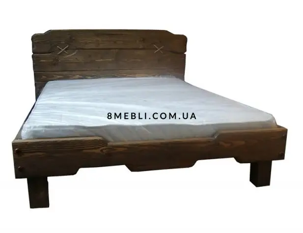 Ліжко дерев'яне двоспальне Левокуб під старовину