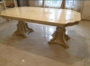 ➤Ціна 30 156 грн UAH Купити Стіл розкладний Калин 250х100(+50+50) на фігурних опорах ivory 5➤Бежевий ➤Стіл обідній➤Еко➤0084SEN фото