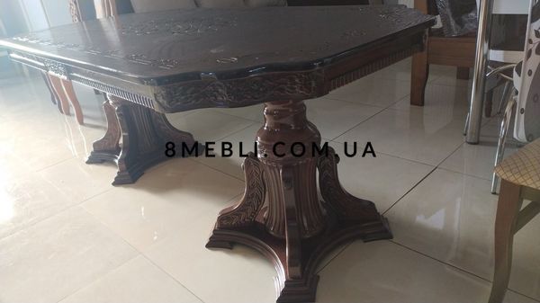 ➤Цена 23 885 грн UAH Купить Стол обеденный раскладной Калин темный орех + патина 200х100+40+40 ➤Коричневый ➤Стол обеденный ➤Еко➤133,3СТ фото
