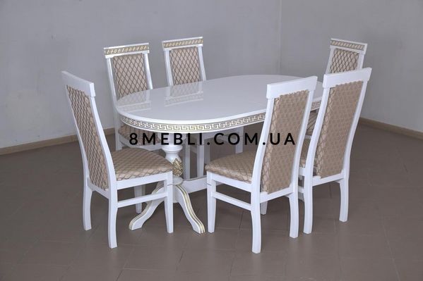 ➤Цена 46 556 грн UAH Купить Стол обеденный Луснок 1 160х90(+40х2) + стулья Анорок 6 шт var 5 ➤Молочний ➤Комплект стол и стулья➤Ренарф➤0070FRA фото