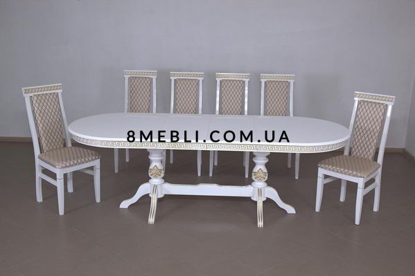 ➤Цена 46 556 грн UAH Купить Стол обеденный Луснок 1 160х90(+40х2) + стулья Анорок 6 шт var 5 ➤Молочний ➤Комплект стол и стулья➤Ренарф➤0070FRA фото