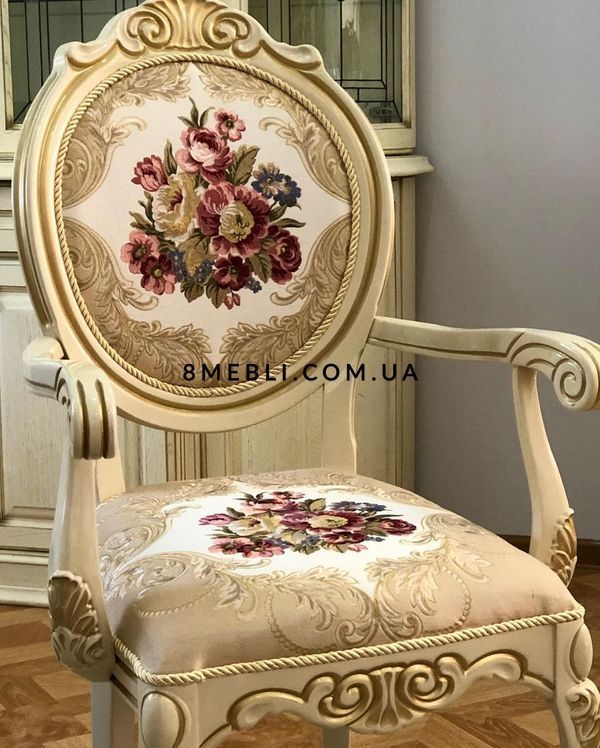 ➤Ціна 10 455 грн UAH Купити Стілець з підлокониками Яіліціс 108х55х50h білий var 1➤білий + беж ➤Стільці дерев'яні ➤Ренарф➤0009FRA фото