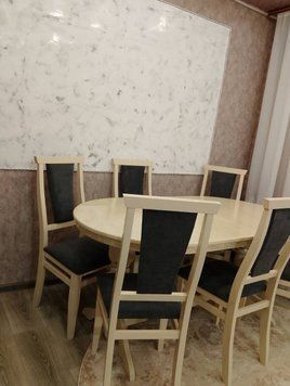 ➤Цена 23 132 грн UAH Купить Комплект обеденный в гостиную стулья мягкие 4 шт + стол овальный раскладной слоновая кость 80х120+40 ➤Слонова кістка ➤Кухонный недорогой комплект➤Kit➤026KRP фото