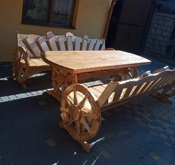 ➤Ціна 12 150 грн UAH Купити Лава дерев'яна садова Акнирамх 140 горіх➤Горіх ➤Лава під старовину➤МЕКО➤0089МЕКО1 фото