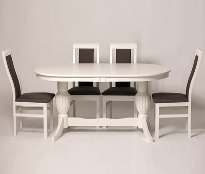 ➤Цена 31 020 грн UAH Купить Обеденный комплект стол овальный раскладной 160х90 (+40) со стульями 6 шт белый ➤Белый ➤Классические➤Nalp➤111PLN фото