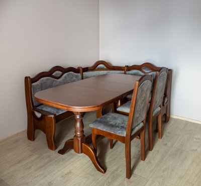 ➤Ціна 21 850 грн UAH Купити Кухонний куточок зі столом та стільцями 2 шт➤Горіх ➤Кутник для кухні➤Rotanes➤0047SEN фото