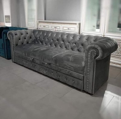 ➤Ціна  UAH Купити Класичний прямий диван у вітальню з м'якими підлокітниками сіра тканина➤Сірий ➤Дивани прямі➤Nalp➤1006PLN фото