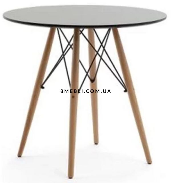 ➤Ціна 6 501 грн UAH Купити Комплект стіл круглий D80 МДФ білий + стільці лофт коричневий пластик 4 шт➤Білий ➤Кухонний недорогий комплект➤Kit➤001K_JASK фото