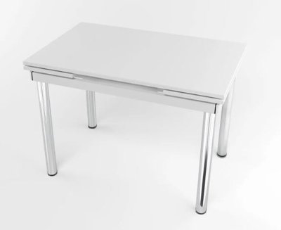 ➤Ціна 8 090 грн UAH Купити Обідній стіл 90х65(+50) скло + ЛДСП Стандарт на металевому каркасі білий + УФ-друк➤Білий ➤Столи скляні➤Maj➤0176JAM фото