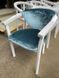 Білий стілець з підлокітниками дерев'яний Герхард велюр блакитний 84ST фото 4