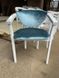 Білий стілець з підлокітниками дерев'яний Герхард велюр блакитний 84ST фото 2