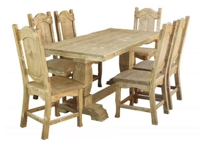 Гарнитур столовый под старину стол и 6 стульев Онуфрий