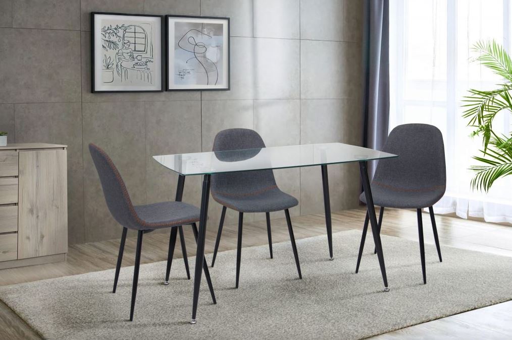 Комплект стіл та стільці 4 шт кухонний скляна стільниця 70х120 сидіння поролон+тканина