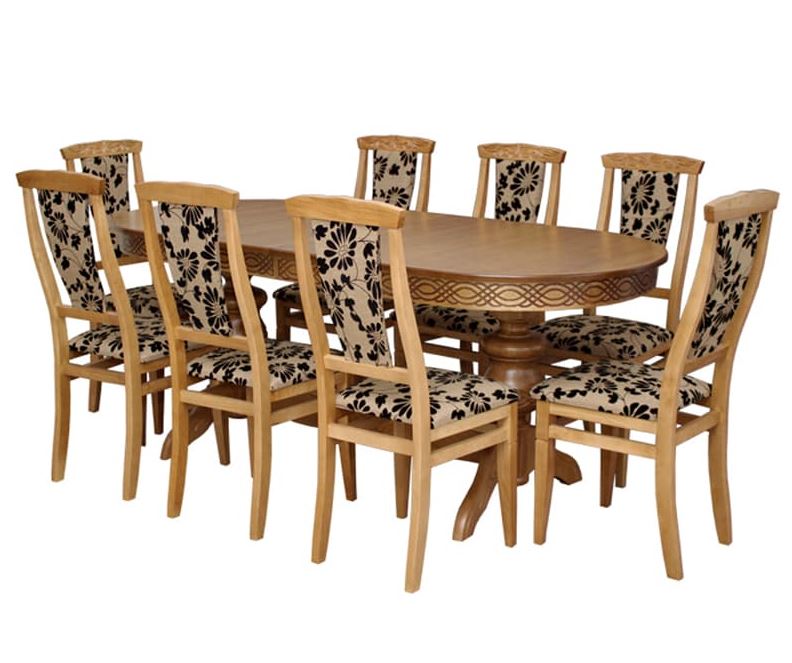 Комплект меблів стіл кухонний 160х90(+40) зі стільцями обідніми 8 шт горіх темний