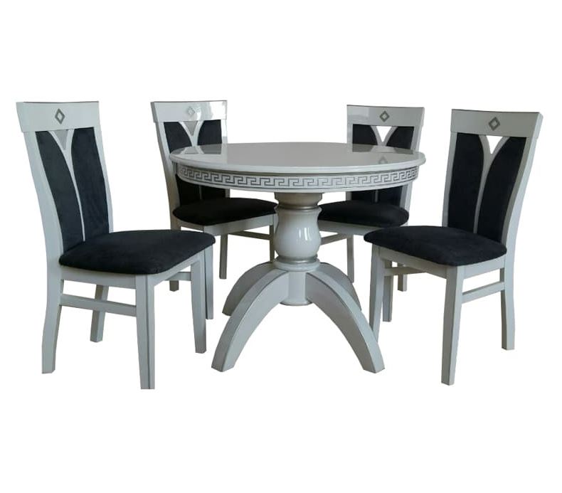 Круглий стіл нерозкладний D80 зі стільцями 4 шт білий
