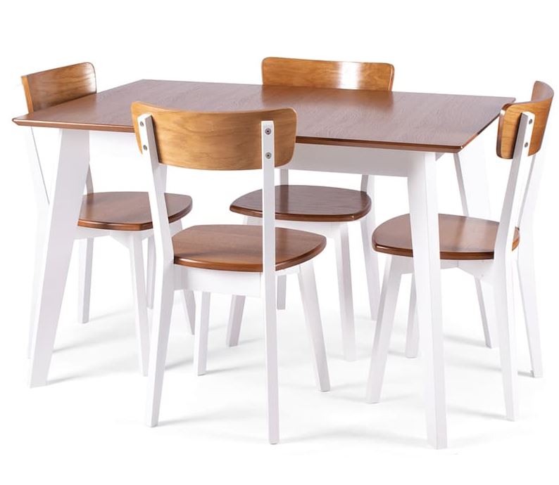 Кухонний комплект стіл обідній з дерева 120х80(+40) зі стільцями 4 шт білий