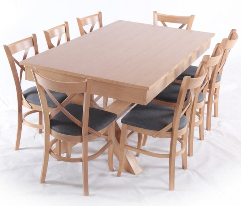Комплект великий обідній стіл 180х100(+40х4) зі стільцями 8 шт горіх