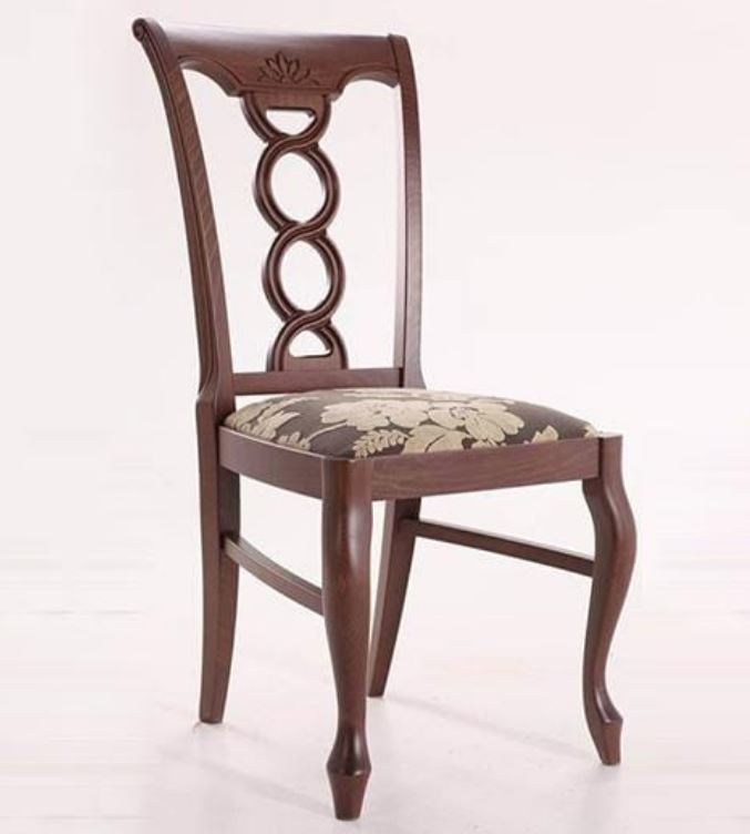 Обідній стілець з дерев'яною спинкою 47x43x99 м'яке сидіння лак темний горіх