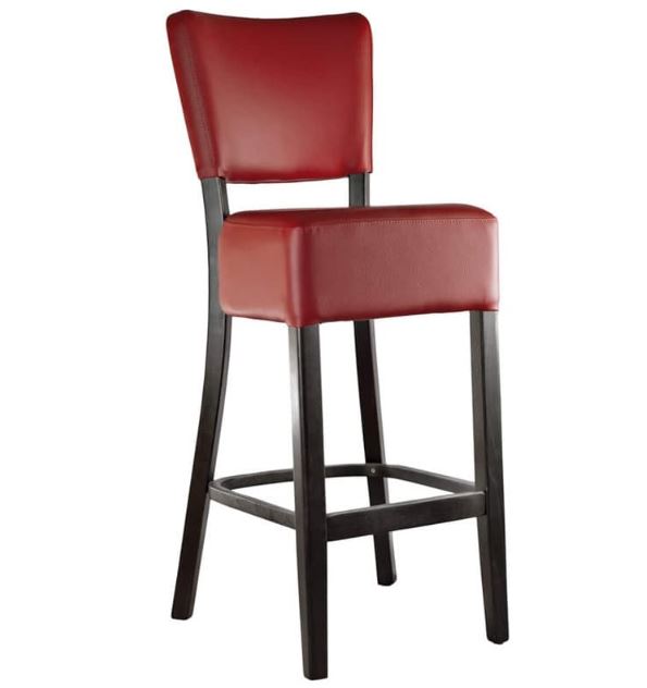 Барний стілець високий 41x41x111 дерево натуральне лак венге шкірозамінник червоний