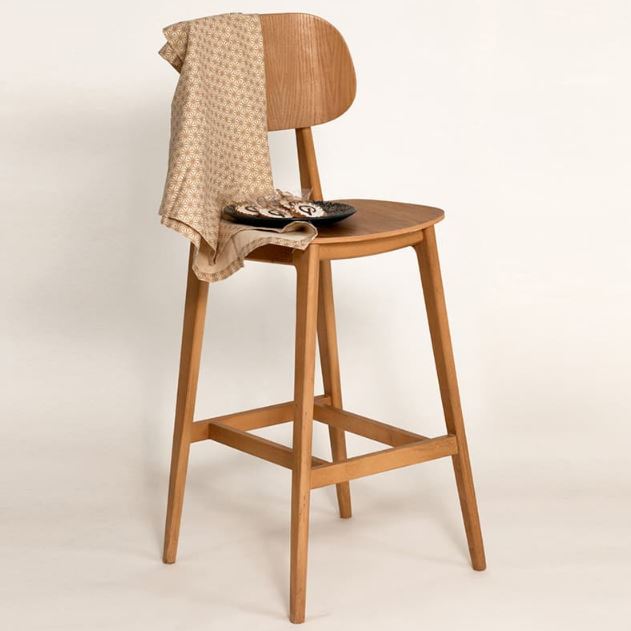 Барний стілець із натурального дерева 42x49x118 лак горіх