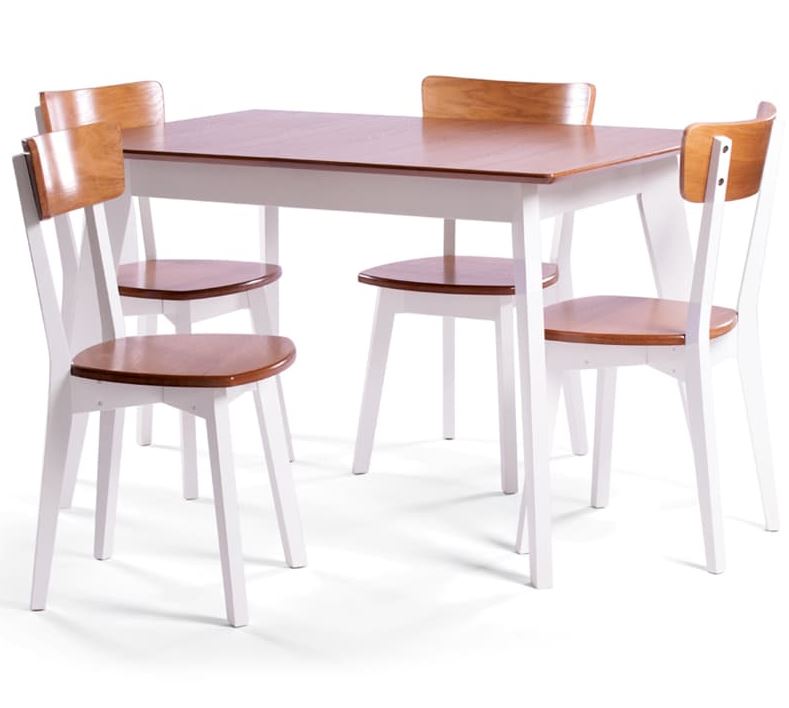 Кухонний комплект стіл обідній з дерева 120х80(+40) зі стільцями 4 шт білий
