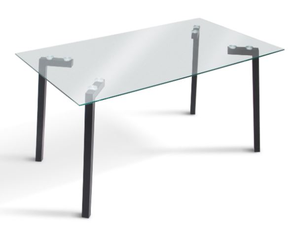 Стеклянный стол обеденный 140х80 каркас металл черный
