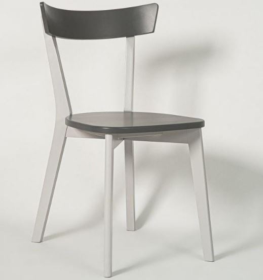 Кухонний стілець дерев'яний твердий 48x52x81 корпус білий сіре сидіння