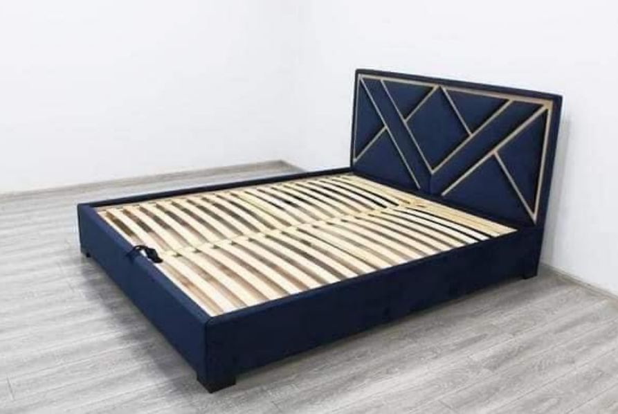Двоспальне ліжко без матраца 160х200 у тканині колір синій