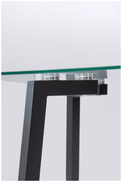 Стеклянный стол обеденный 140х80 каркас металл черный