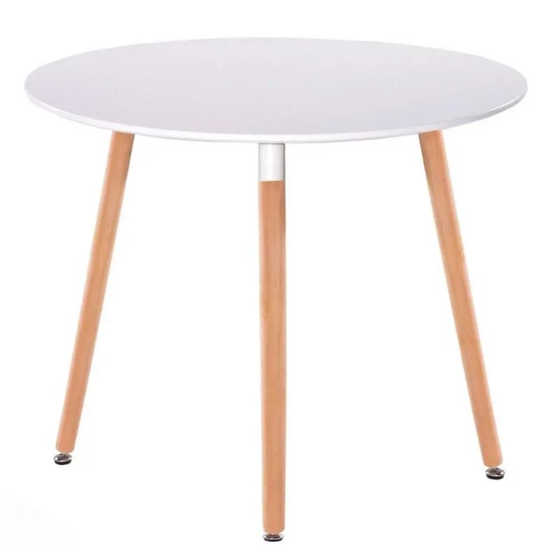Комплект кухонний стіл круглий нерозкладний МДФ білий + стільці 4 штуки