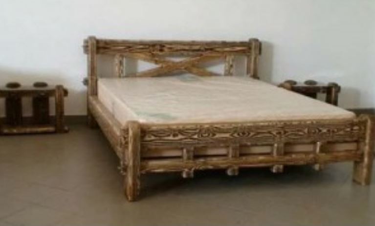 Дерев'яне ліжко двоспальне під старовину 160х200 Зураб без матраца