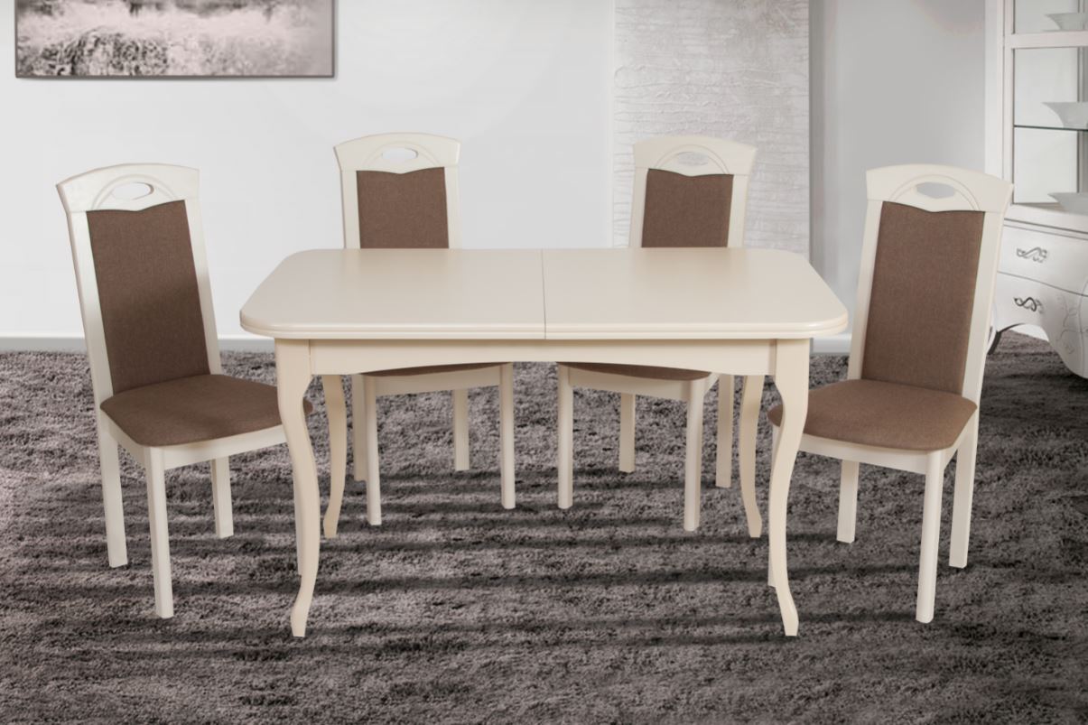 Комплект меблів стіл класичний розкладний + стільці м'які з високою спинкою 6 шт