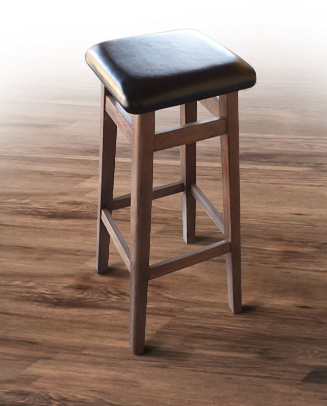 М'який барний стілець без спинки дерев'яний D40хh80 горіх